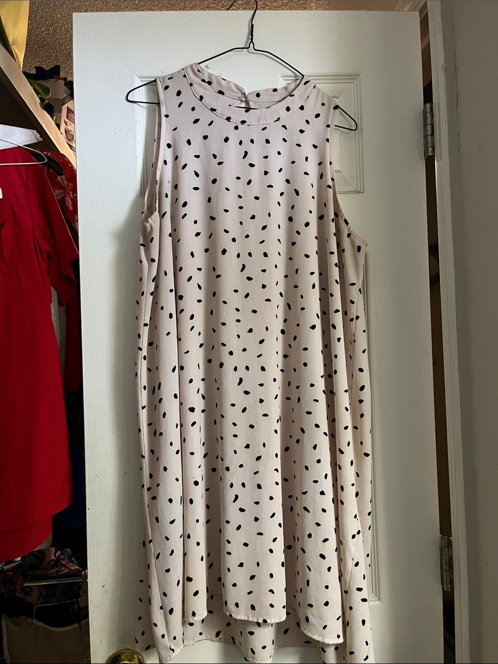 Mud Pie Blush Mini Dress with Black Spot Pattern